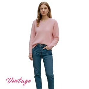 Vintage 1950's Brentshire Sweater Fuzzy Pink Crew Neck Relaxed Fit Knitted Soft